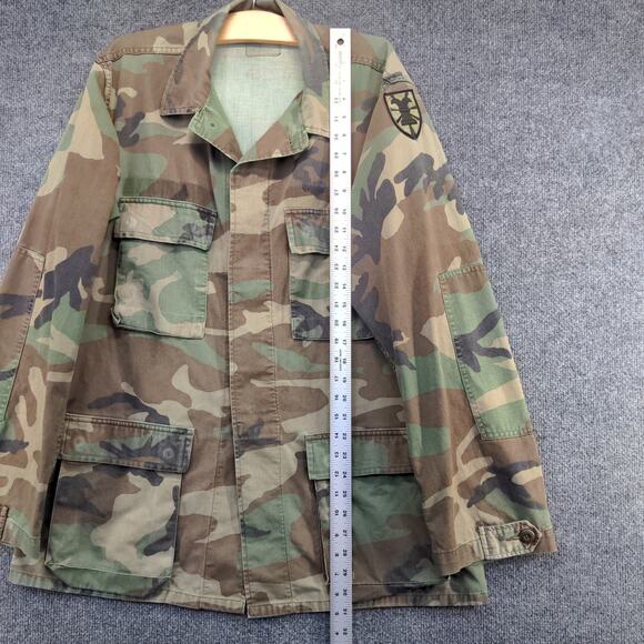 U.S. Army Woodland Camouflage Pattern Combat Coat Size M-Long Cotton Nylon Blend - Picture 12 of 16